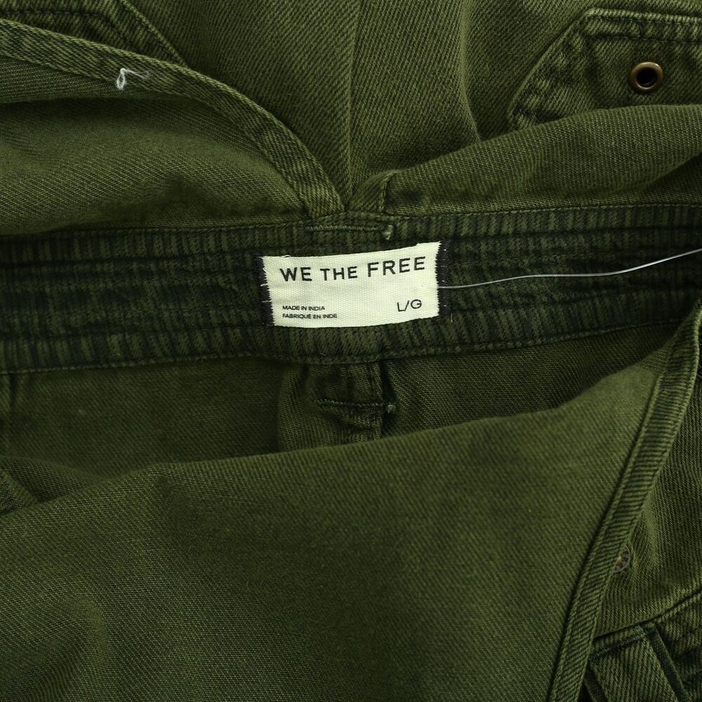 Free People We The Free Just In Time Overalls Jumpsuit Olive Cotton L 289461 - Picture 7 of 7